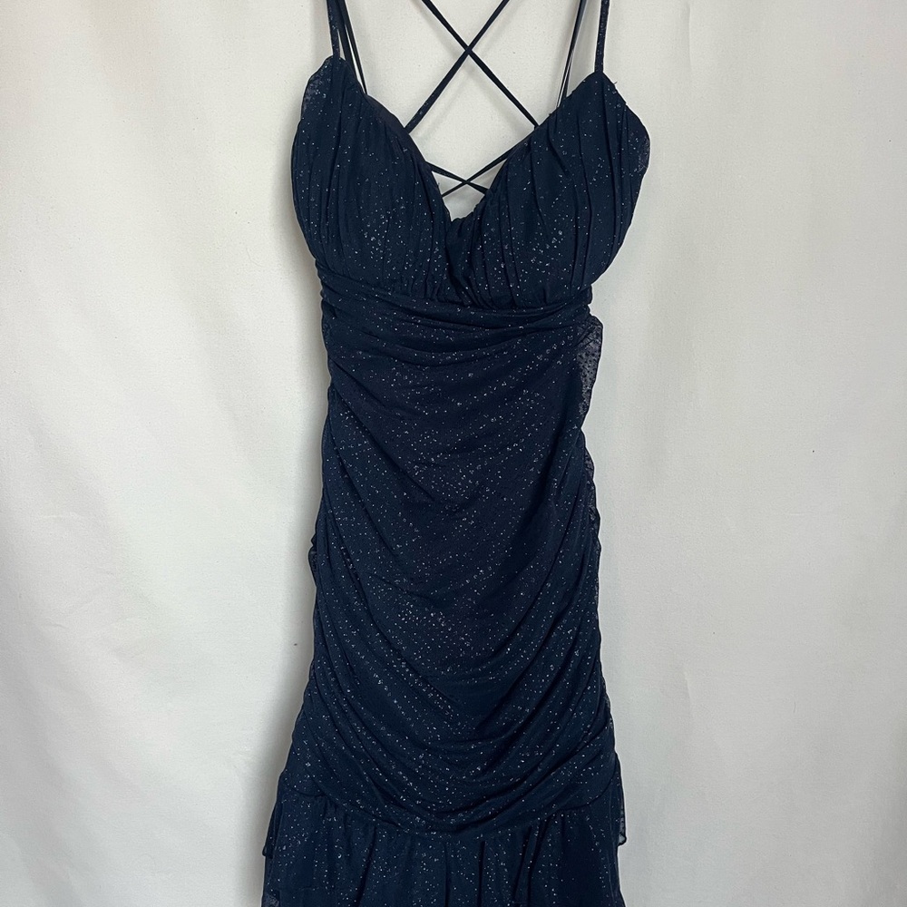 City Vibe Navy Glitter Mini Dress